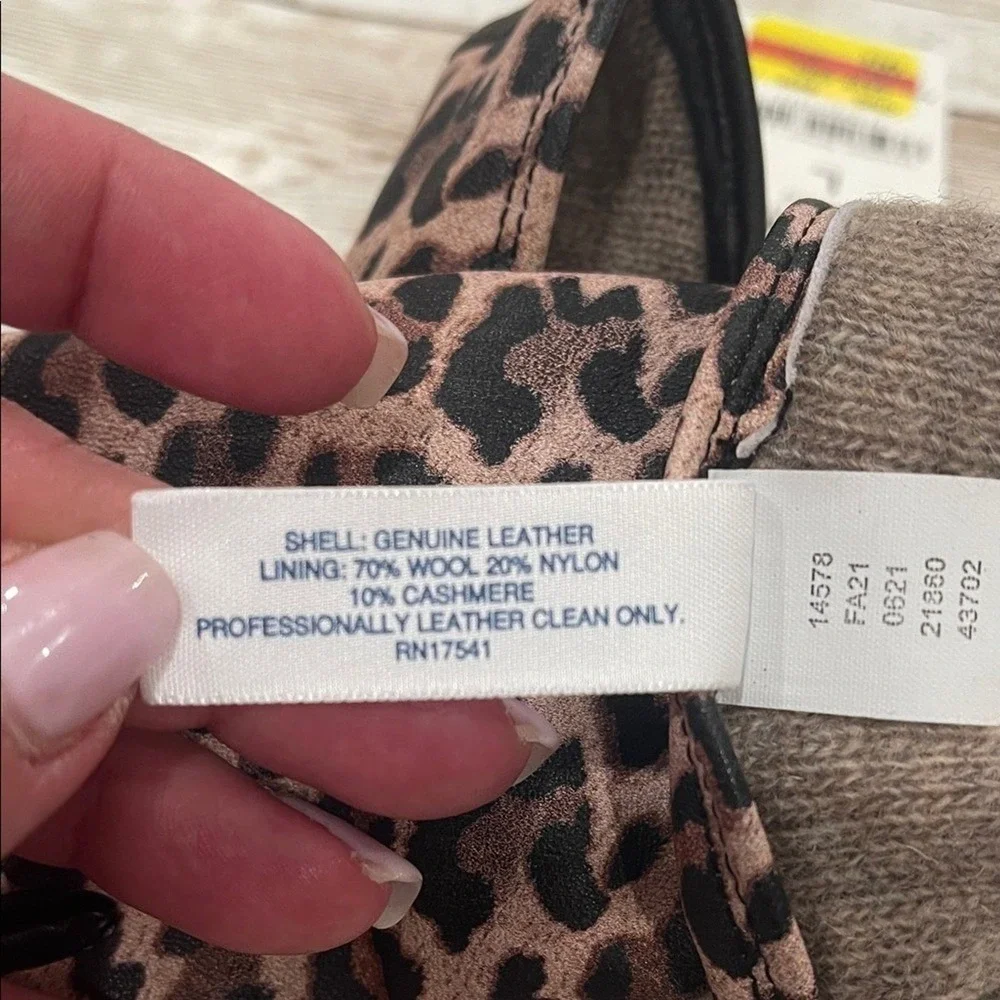 Charter Club Womens Leopard Print Leather Tech Gloves Cashmere Blend‎ Lining L